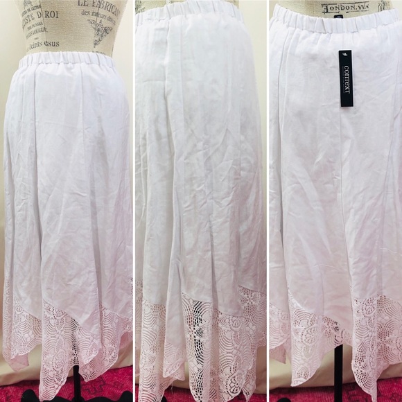 NWT LORD & TAYLOR WHITE LINEN SKIRT - Picture 11 of 12
